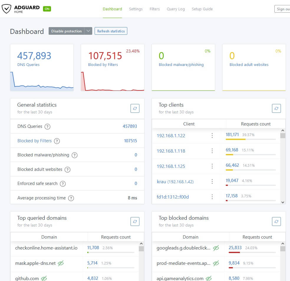 Screenshot of AdGuard Home