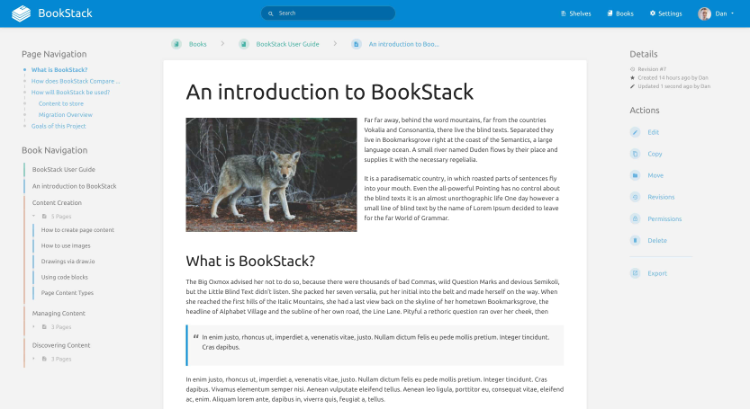 Captura de pantalla de BookStack