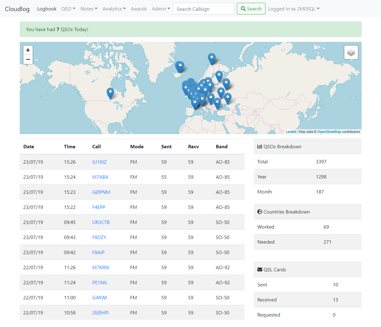 Screenshot of Cloudlog