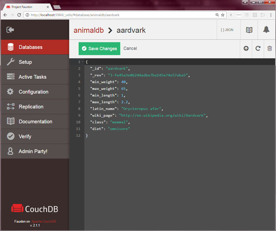 Screenshot of CouchDB