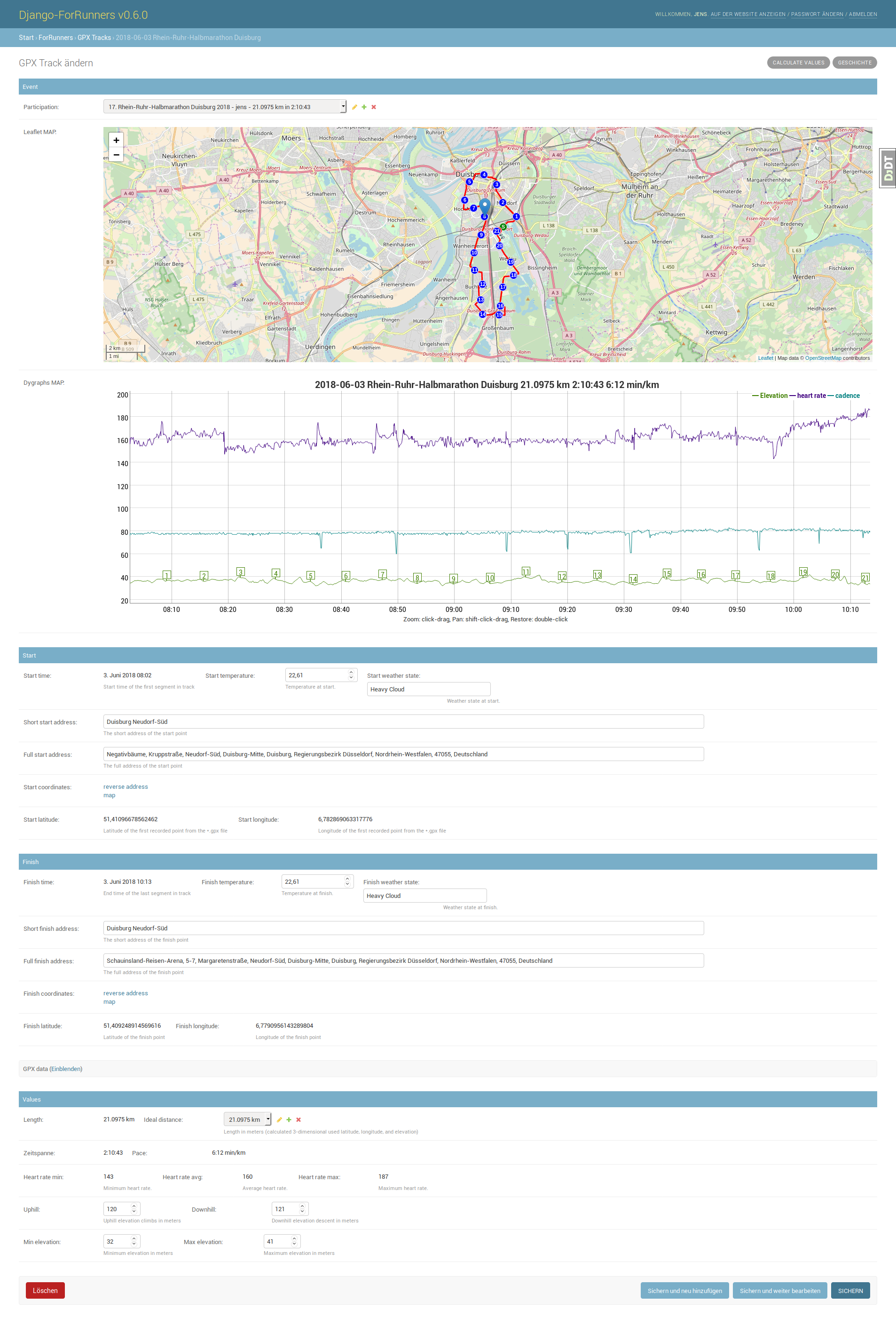 Screenshot of django-for-runners