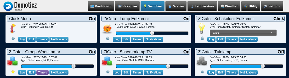 Screenshot di Domoticz
