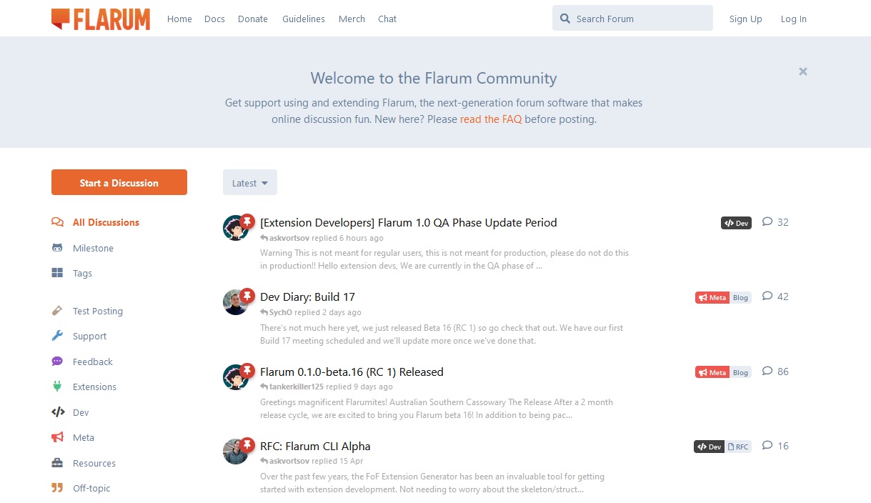 Screenshot of Flarum