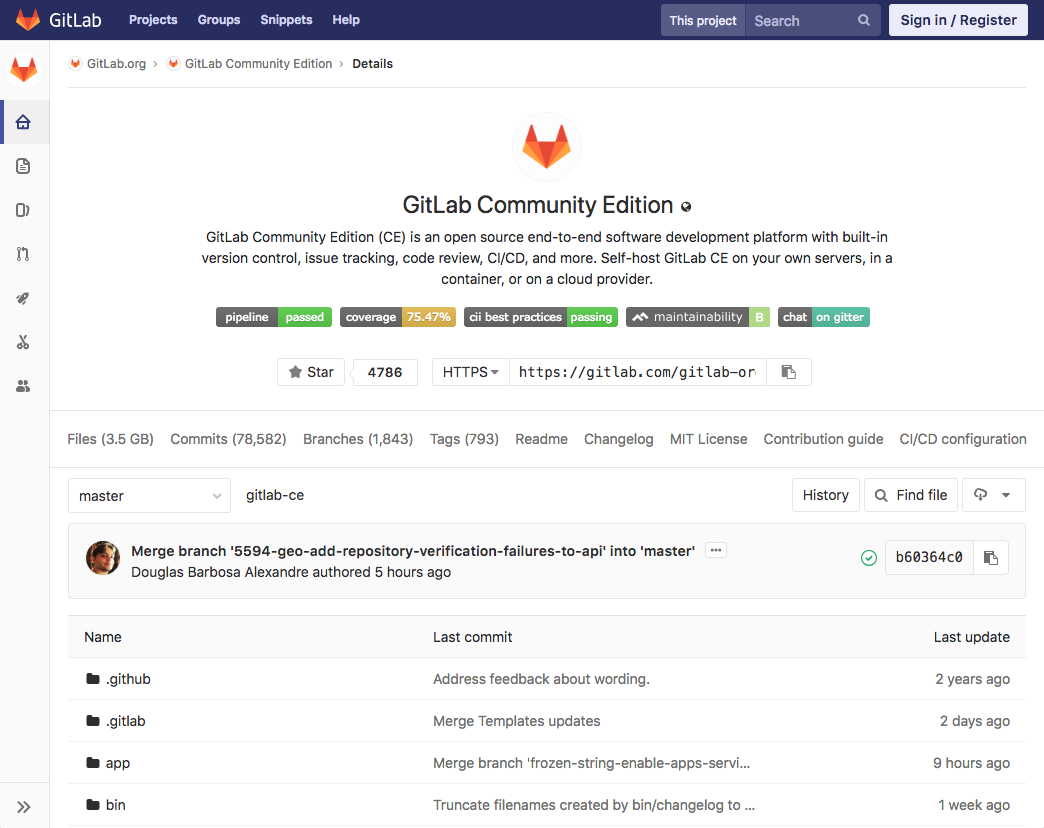 Captura de pantalla de GitLab