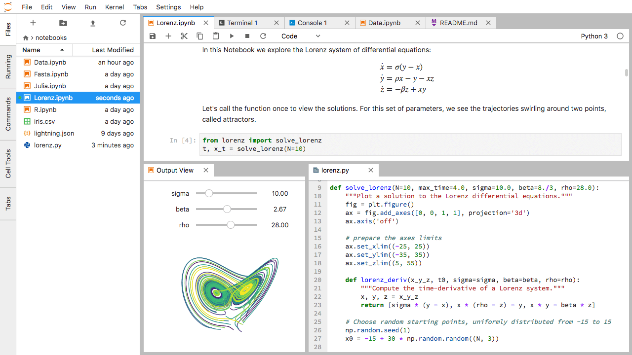 Screenshot of JupyterLab