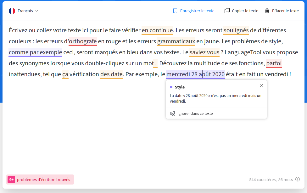 Capture d’écran de LanguageTool server