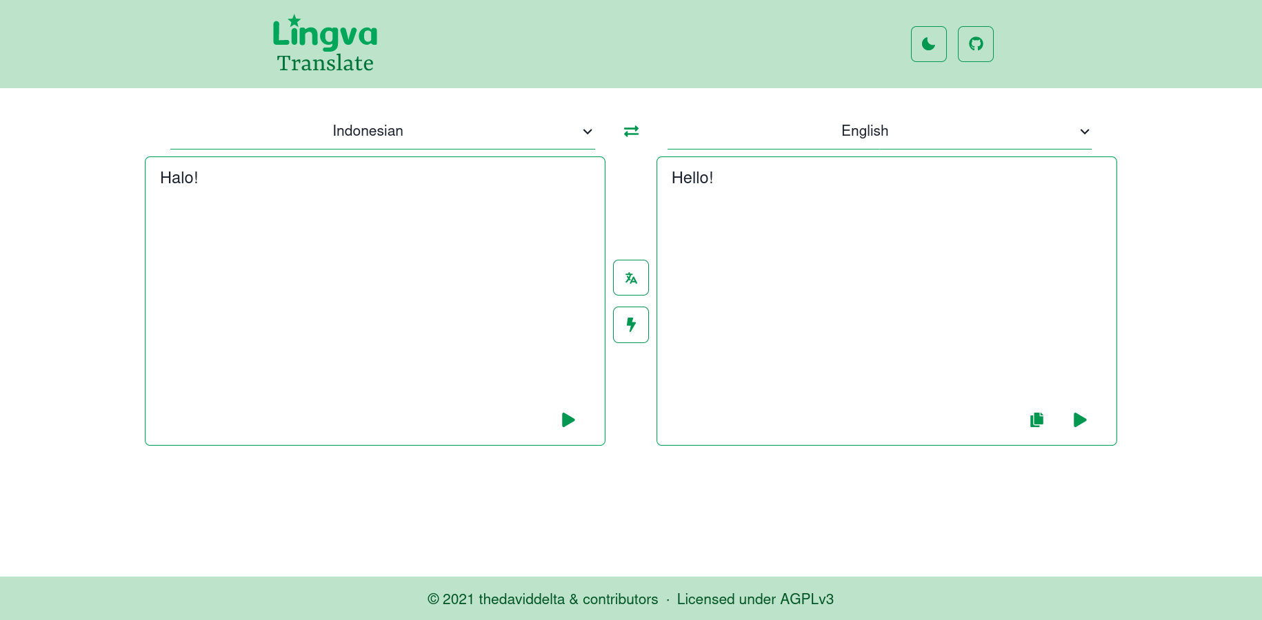 Screenshot of Lingva Translate