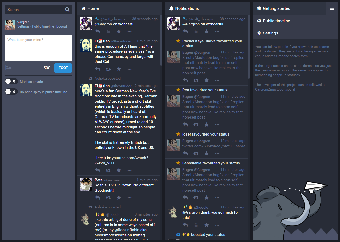 Screenshot of Mastodon