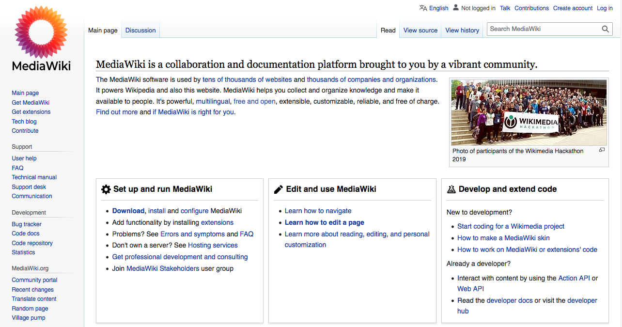 Screenshot of MediaWiki