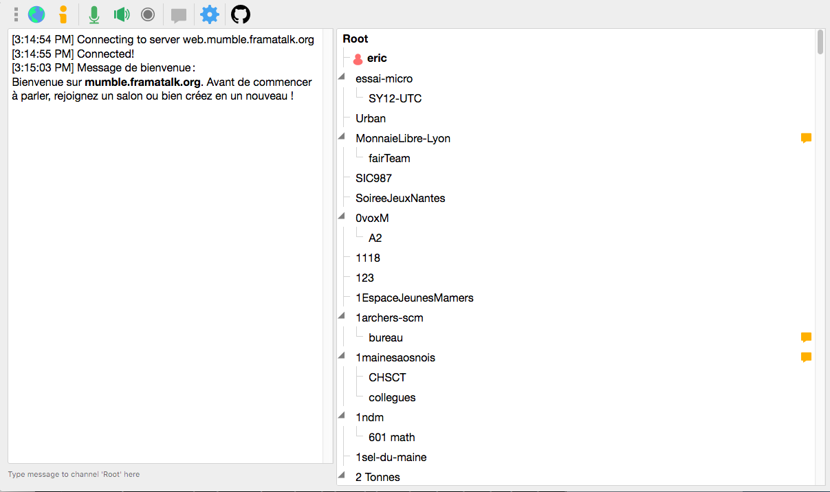 Capture d’écran de Mumble Web