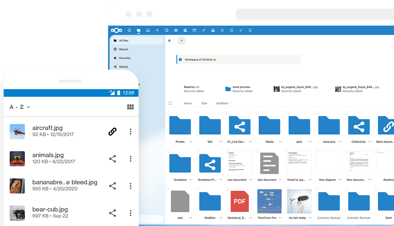 Снимок экрана Nextcloud
