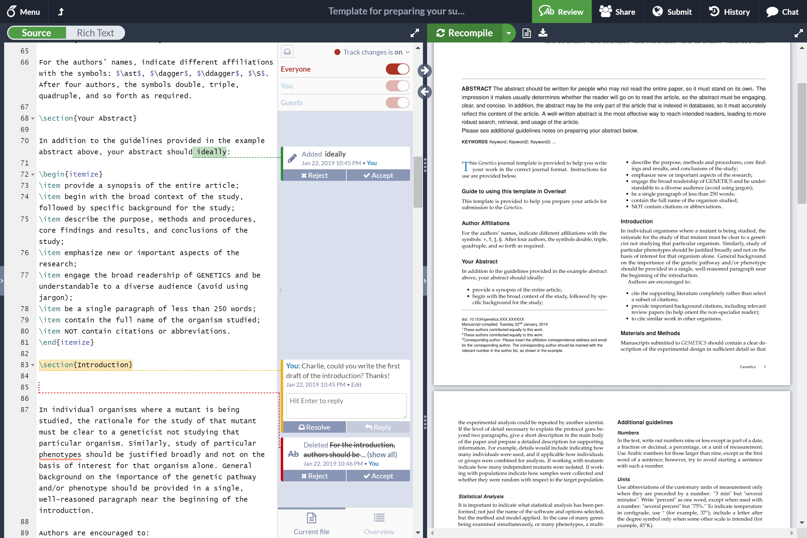 Screenshot of Overleaf