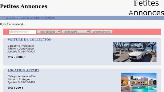Capture d'écran de PetitesAnnonces