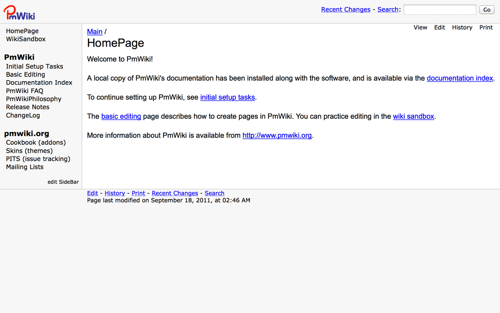 Screenshot of PmWiki