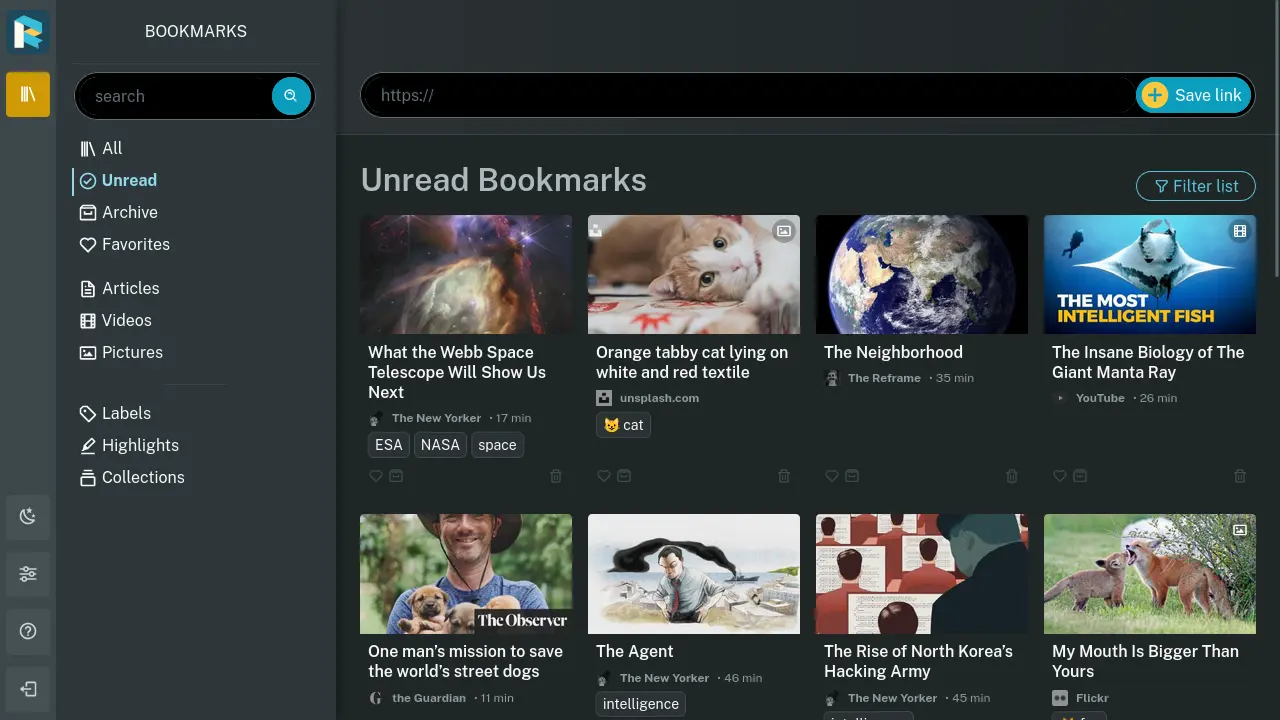 Screenshot of Readeck
