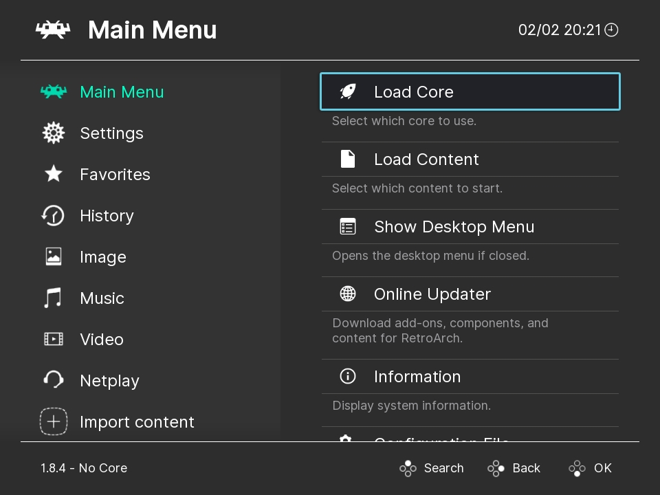 Captura de pantalla de Retroarch Web Player