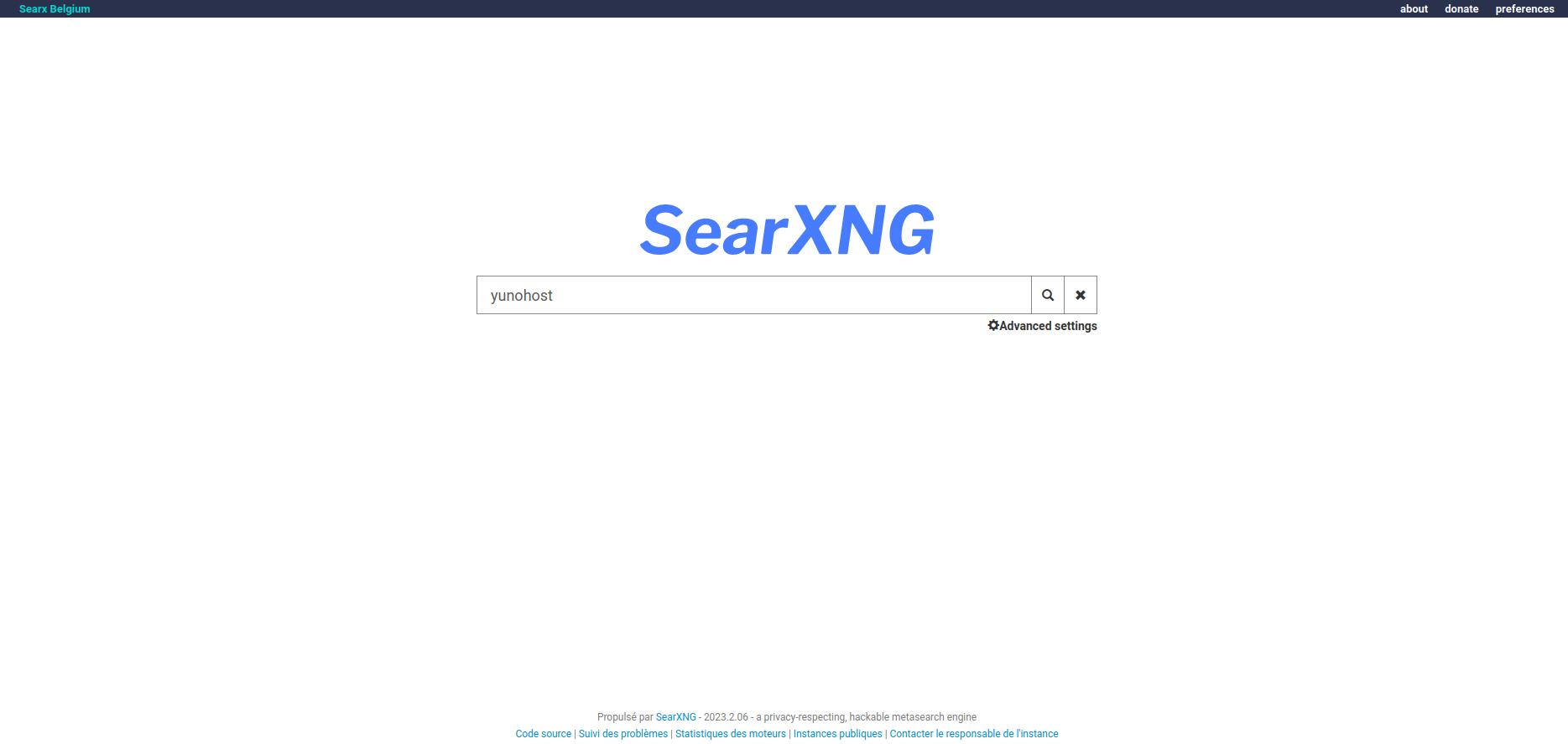 Screenshot of SearXNG