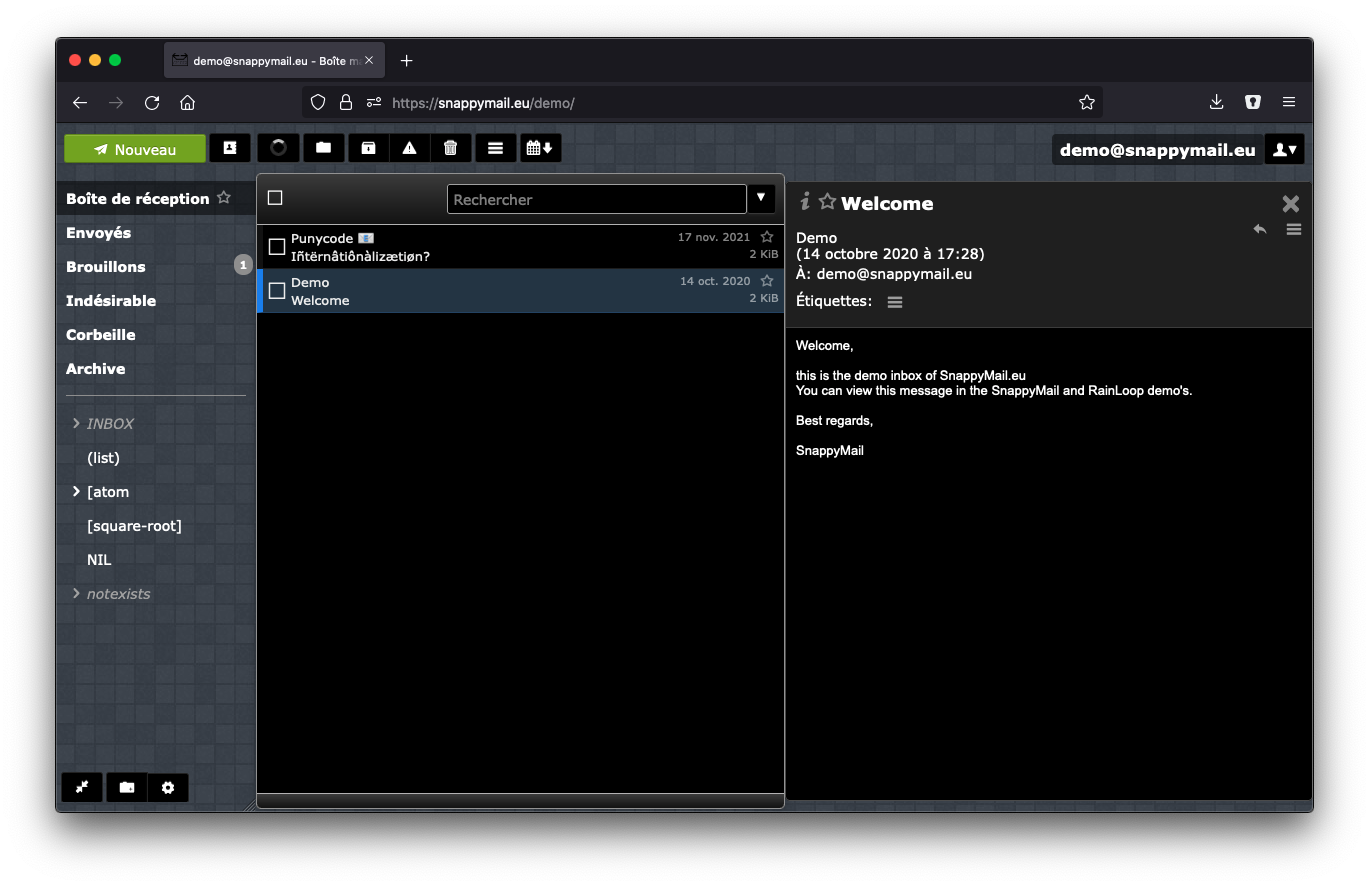 Capture d'écran de SnappyMail