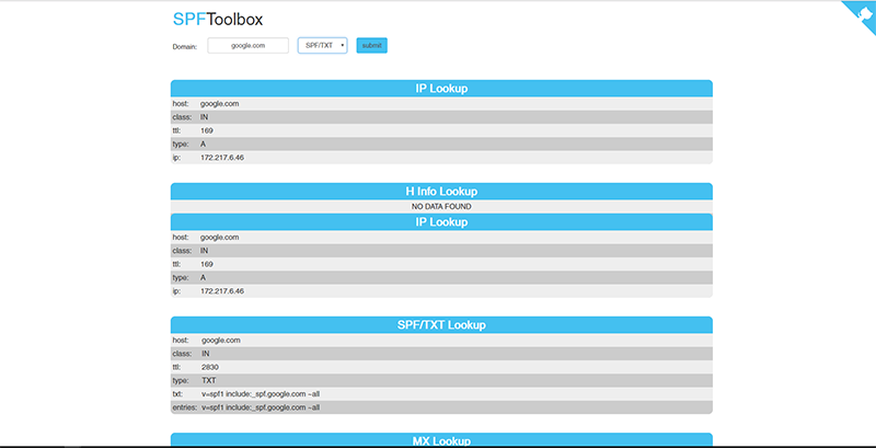 Screenshot di SPFtoolbox