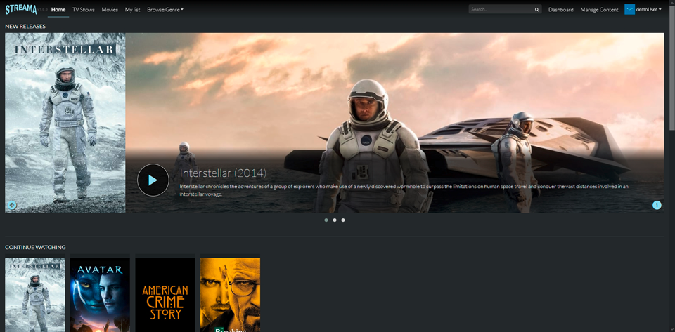 Screenshot of Streama