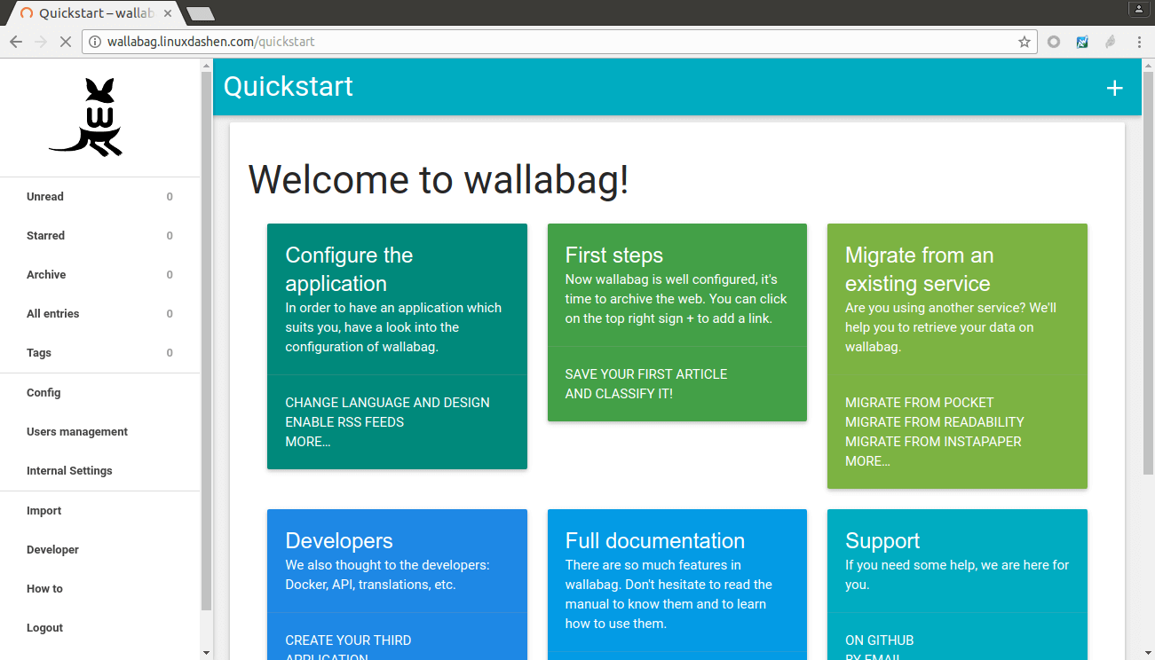 Screenshot di Wallabag