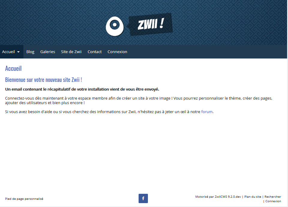 Screenshot of ZwiiCMS