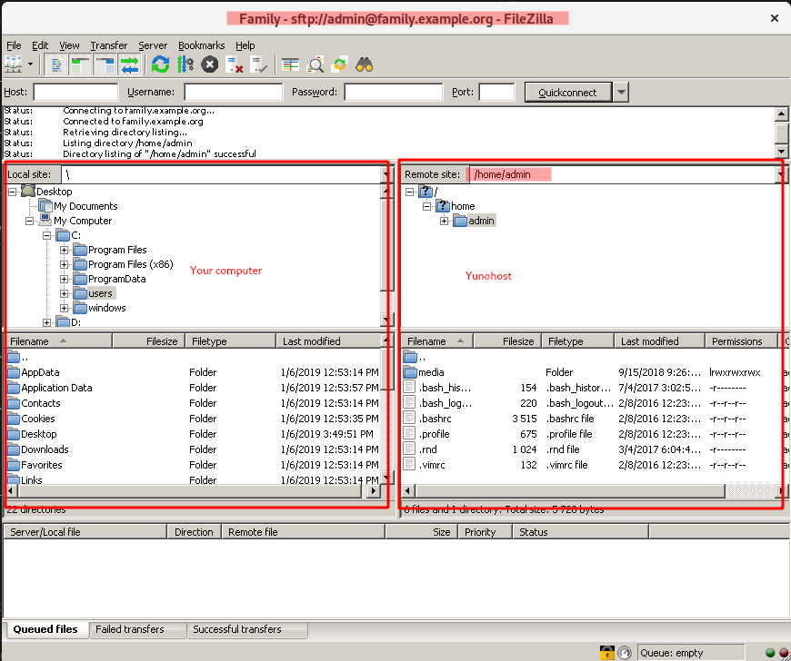 view while connected to a remote server