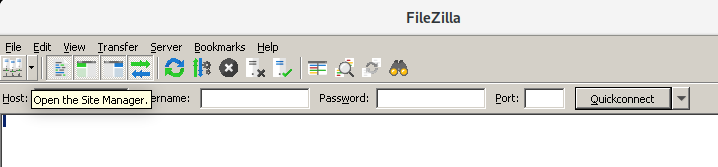 Main screen of Filezilla